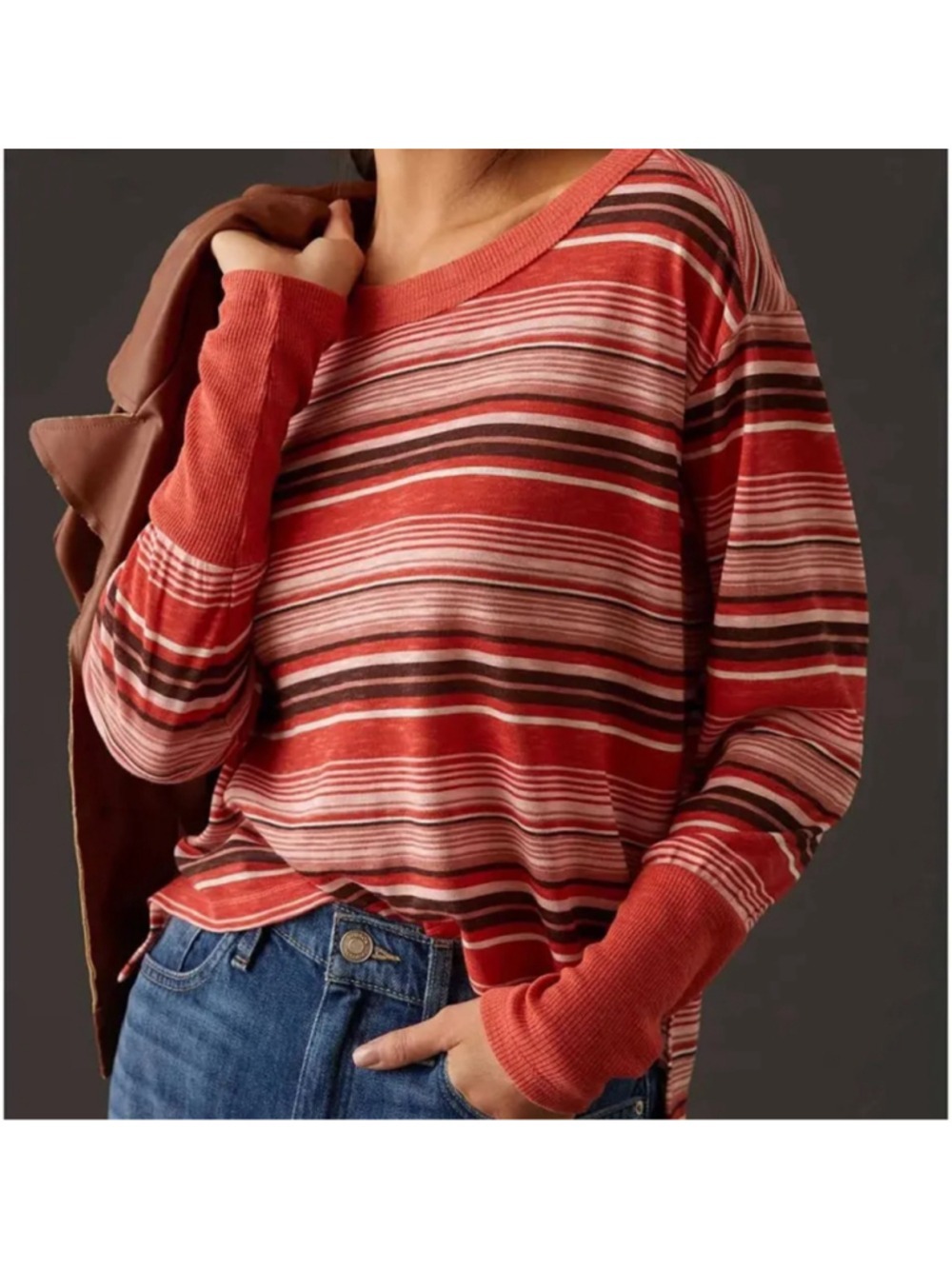 Anthropologie Pilcro Heritage Pullover Boxy Striped Blouse Size S (oversized) - Picture 2 of 8